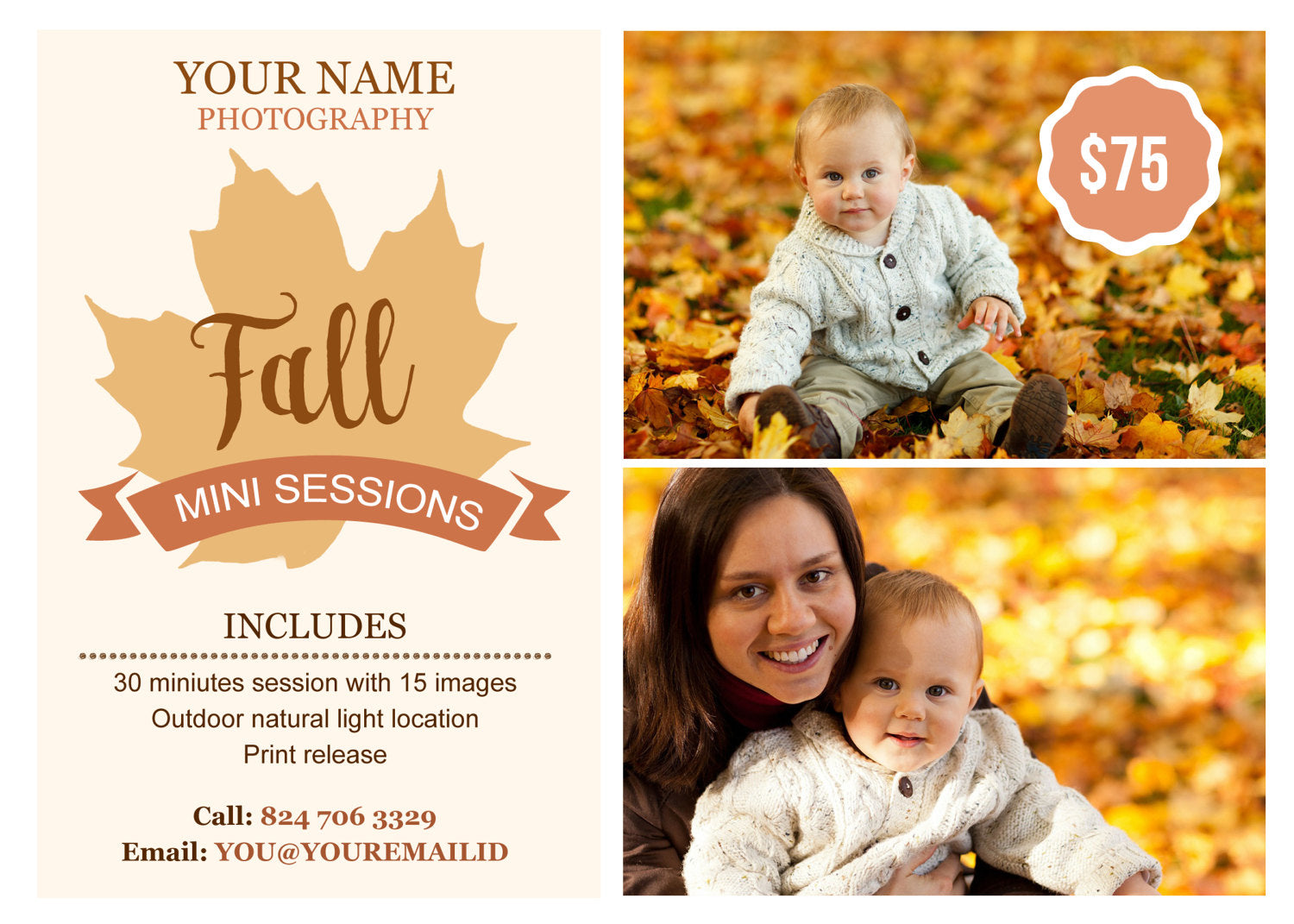 Fall marketing template - Photography mini session template - Autumn mini session - Photography marketing board - INSTANT DOWNLOAD