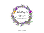 Wreath logo-Flower Logo-Floral Wreath logo-Nature Logo-Lavender Logo-Business Logo-Premade Logo-Etsy Logo-Branding Package