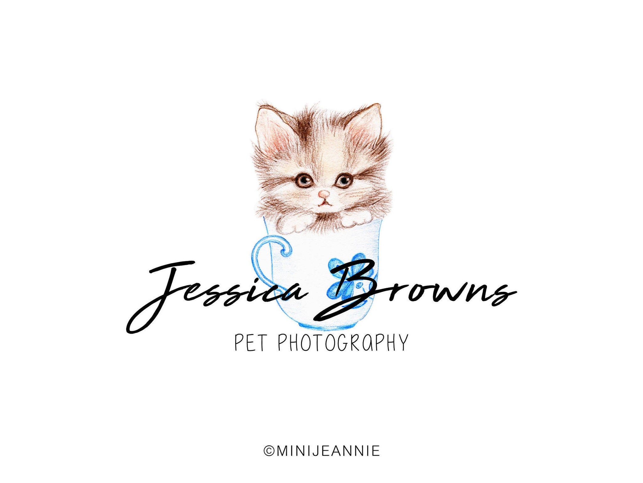 Cat logo-Kitten Logo-Animal logo-Pet Photography Logo-Watercolor Logo-Premade logo-Etsy Logo-Photography Logo-Branding