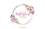 Floral Frame Logo-Circle Logo-Round Logo-Flower Logo-Peony Logo-Watercolor Logo-Etsy Logo-Business Logo-Premade Logo-Free Font Change