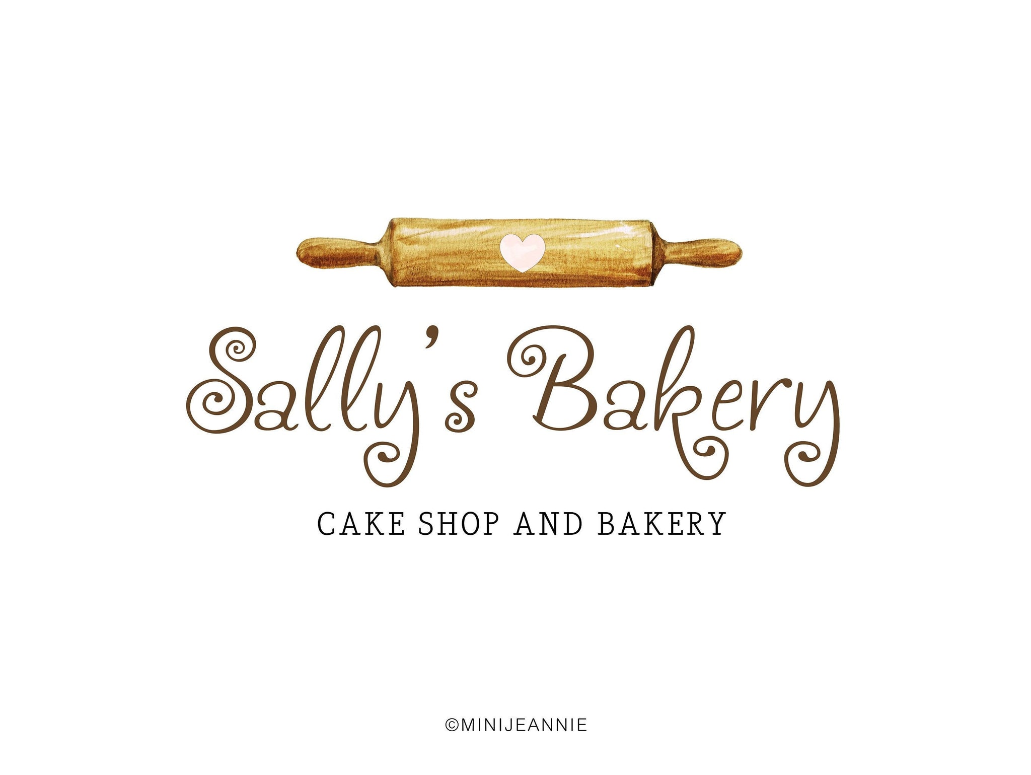Bakery Logo Design with Rolling Pin Logo-Cooking and Cake Shop Logo