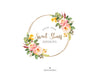 Circle Floral Logo-Flower Logo-Round Floral Logo-Floral Logo-Bright Floral Logo-Rose logo-Premade Logo-Watercolor Logo-Free Font Change