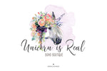 Unicorn Logo-Horse Logo-Animal Logo-Nature Logo-Boho Logo-Rustic logo-Premade Logo-Watercolor Logo-Free Font Change