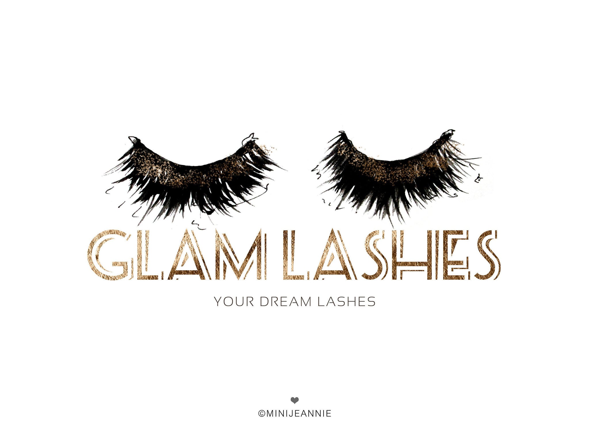 Lash Logo-Eye Lash Logo-Glitter Lash Logo-Gold Lash Logo-Makeup Logo-Beauty Blogger Logo-Premade Logo-Watercolor Logo-Free Font Change