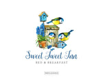 Cute Birds In A House Logo - Cottage Home Logo - Bed and Breakfast Logo