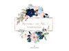 Premade Floral Logo-Pink and Navy Floral logo-Flower Logo-Wreath Logo-Wedding Logo-Photography Logo-Event Planner Logo-Free Font Change