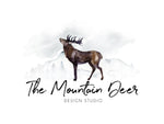 Deer Logo-Antler Logo-Wildlife Logo-Animal Silhouette Logo-Mountain Logo-Nature Logo-Premade Logo-Logo Design-Watercolor Logo