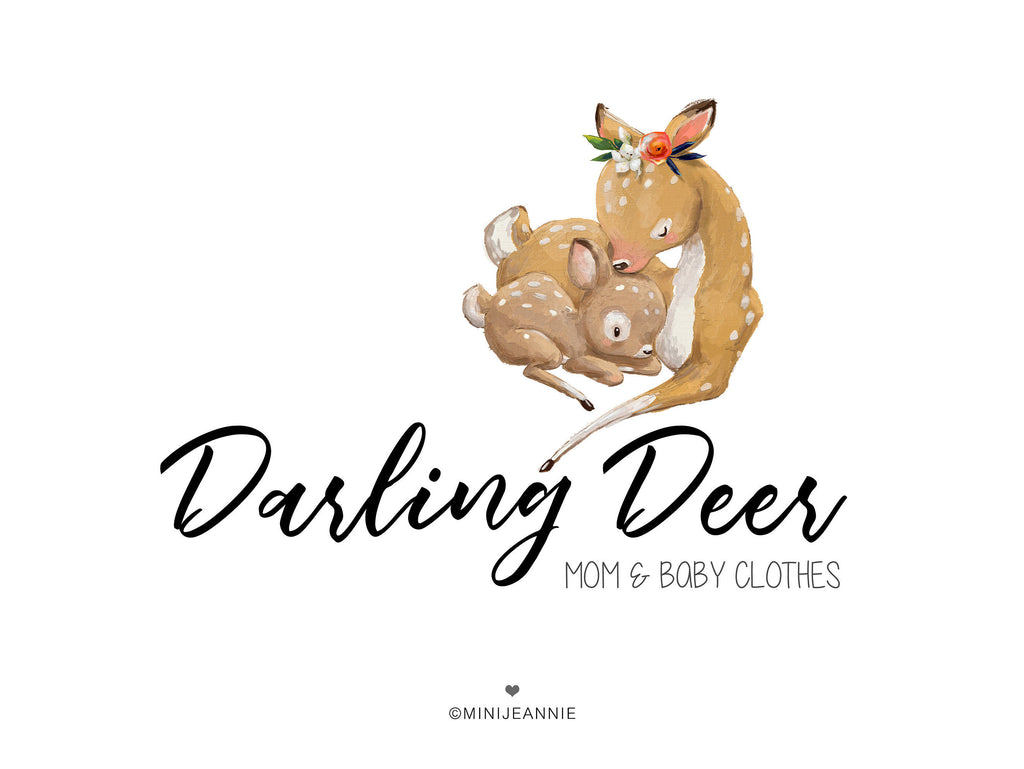 Darling Bebe - Fawn Watercolor Logo