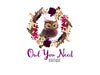 Stylish Owl Logo, Purple Owl With Hat Logo, Bird Logo, Animal Logo, Nature Logo, Hoot Logo, Jungle logo, Wreath Logo, Watercolor Logo